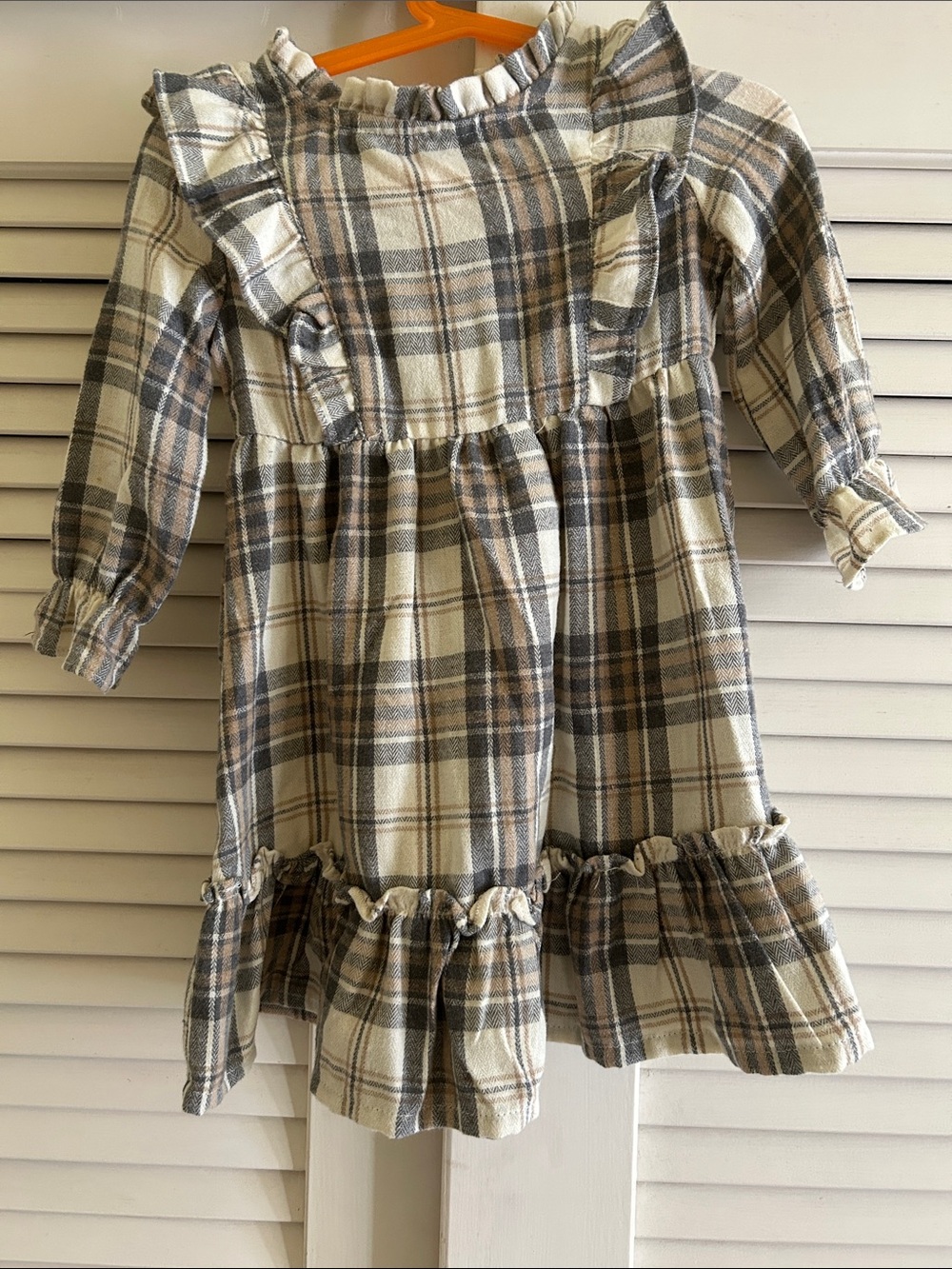 Rare Editions Plaid Dress in Cream and Brown Tones